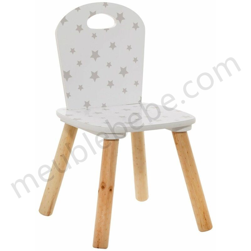 Chaise douceur motif étoiles pour enfant en bois - Blanc en solde - -0