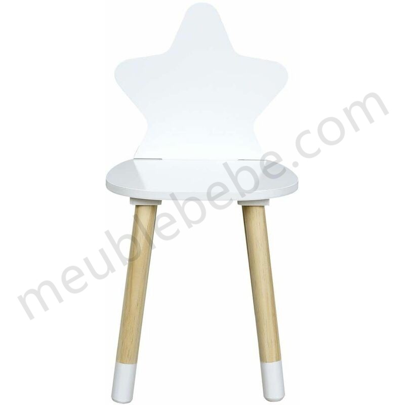 Chaise enfant en bois étoile Blanc - Blanc ventes - -2