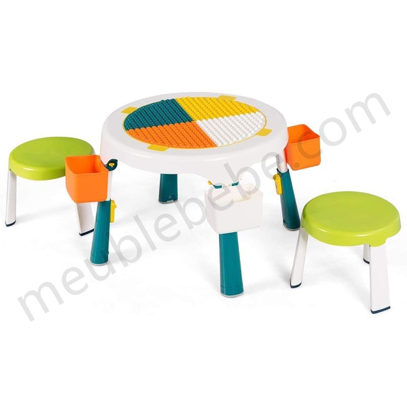 COSTWAY Ensemble de Table et 2 Chaises pour Enfants, Conception Pliable et Hauteur Ajustable, Multi-Usage pour l'Amusement et l'Apprentissage (Vert) en solde - -0