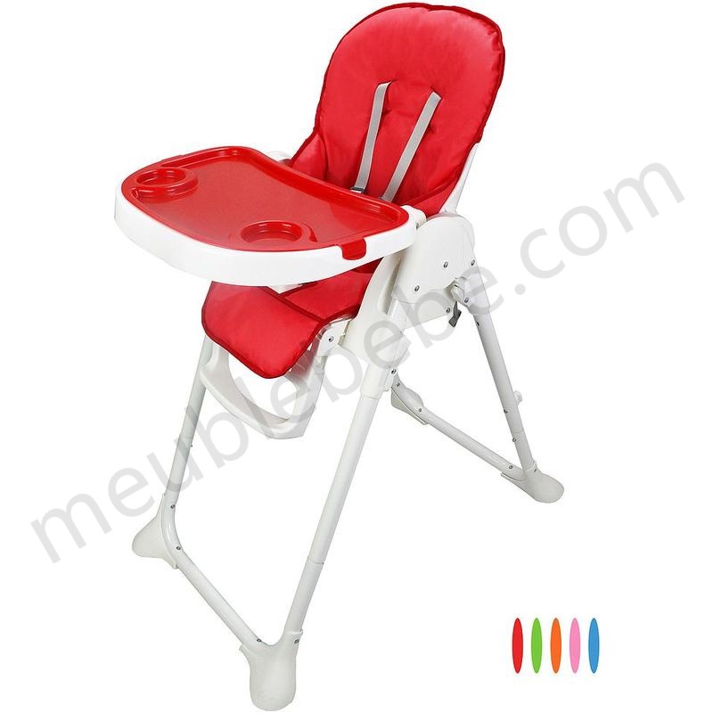 Chaise Haute pour Bébé, Chaise Pliante pour Bébé, Rouge, Taille déployée: 105 x 89 x 56 cm en solde - -0