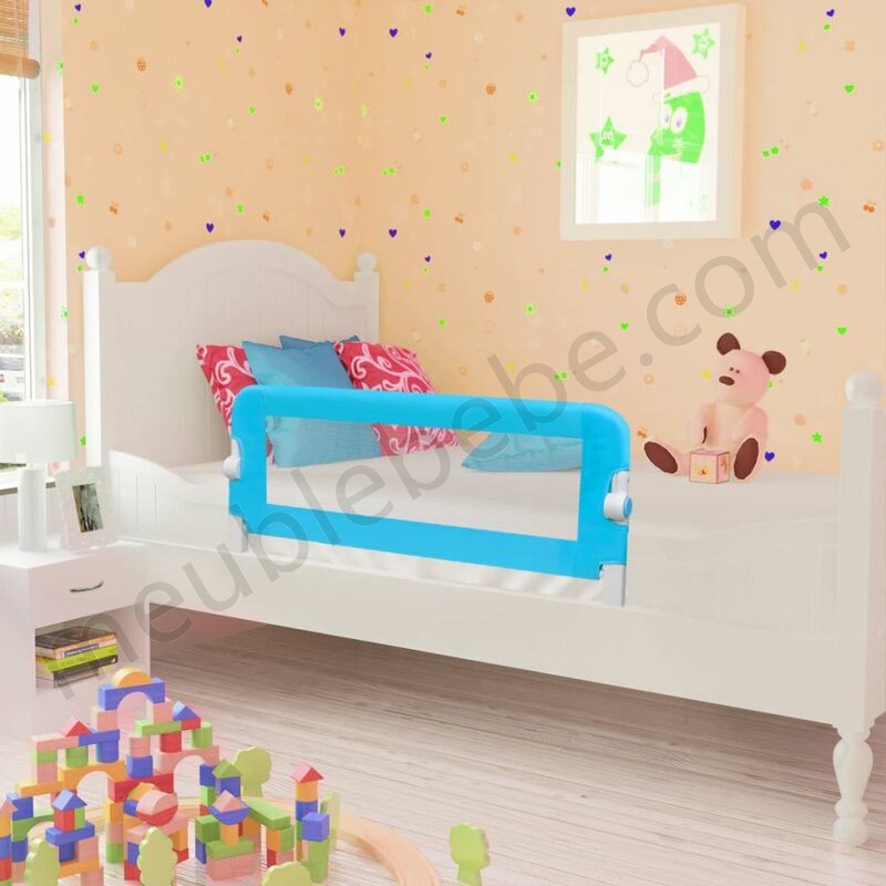 Hommoo Barrière de lit pour enfants 102 x 42 cm Bleu HDV00027 en solde - -0