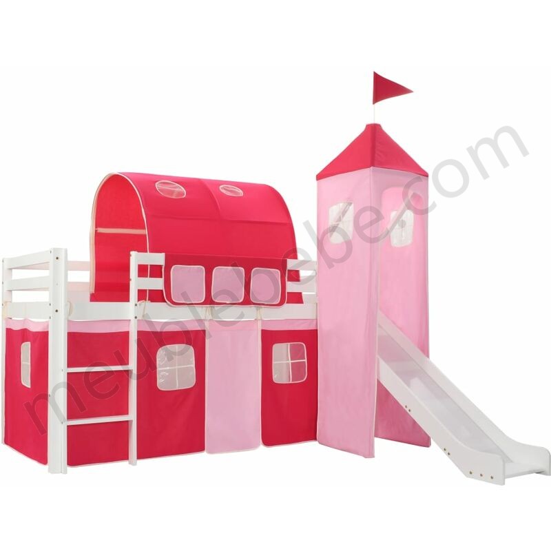 True Deal Lit mezzanine d'enfants avec toboggan et échelle Pin 208x230 cm ventes - -0