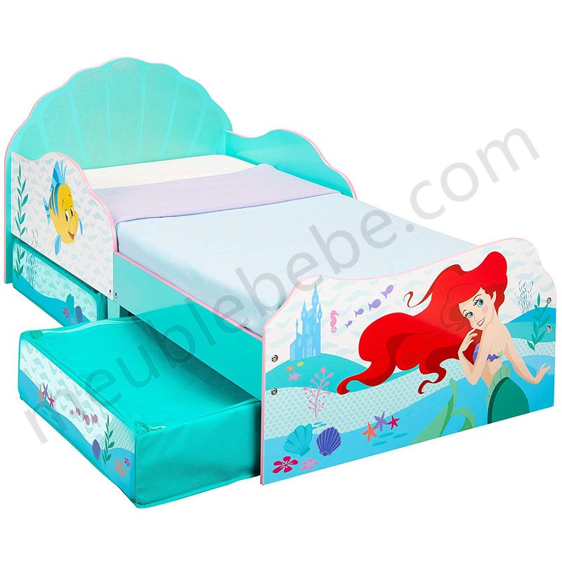 Lit enfant avec tiroirs de rangement Princesse Ariel Disney + matelas ventes - -2