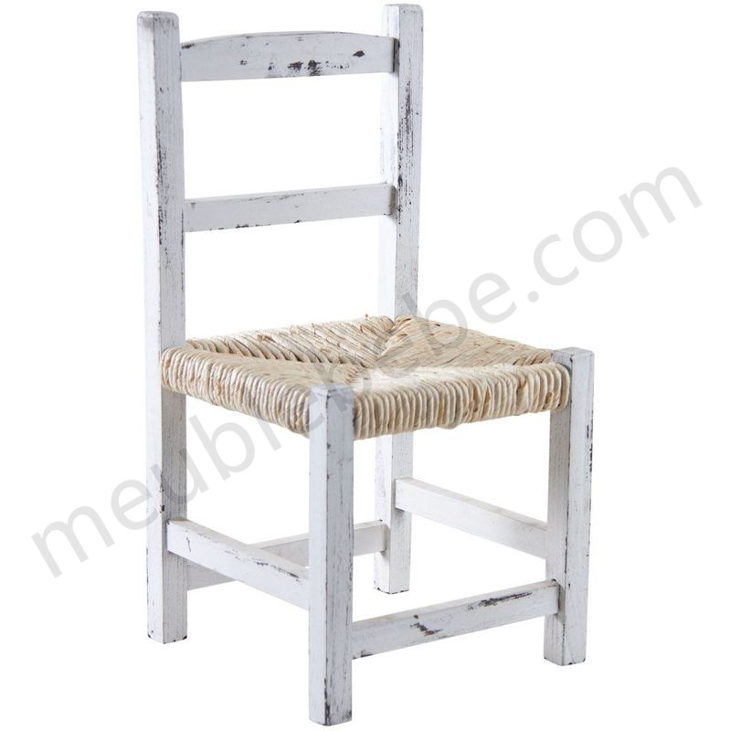 Chaise enfant en bois teinté blanc vieilli - Blanc en solde - -0