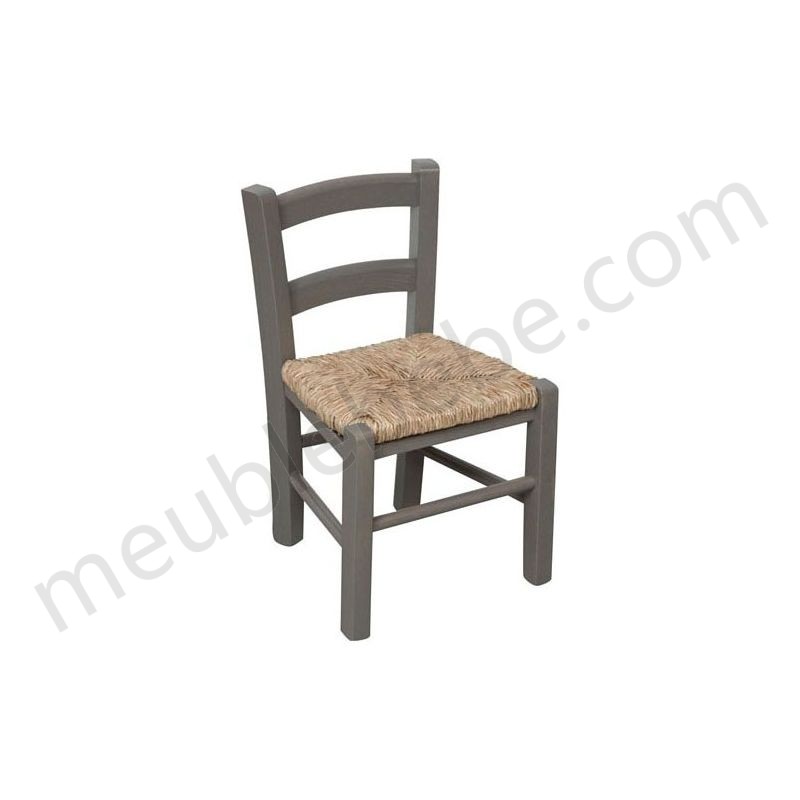 Chaise en hêtre massif finition laqué gris avec assise paille L30xPR29xH50 cm ventes - -0