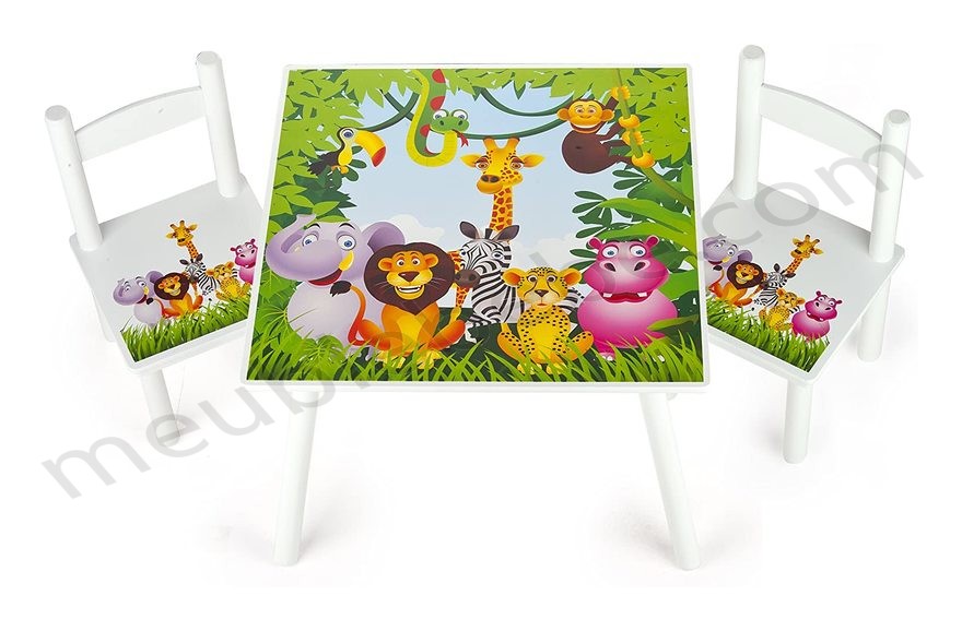 Table et 2 chaises enfant Jungle en solde - -0