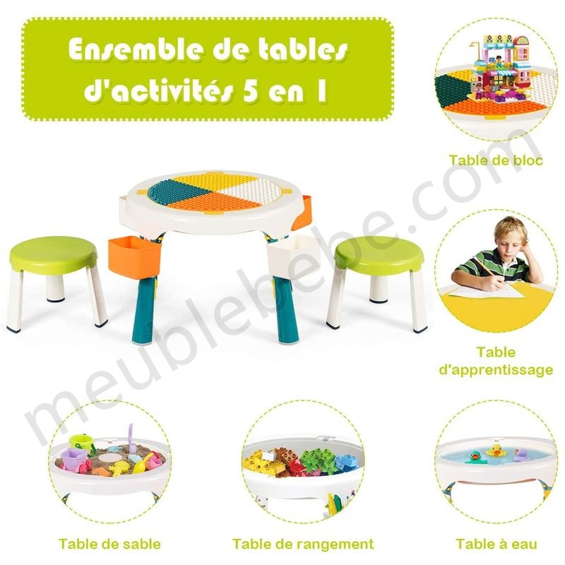 COSTWAY Ensemble de Table et 2 Chaises pour Enfants, Conception Pliable et Hauteur Ajustable, Multi-Usage pour l'Amusement et l'Apprentissage (Vert) en solde - -3
