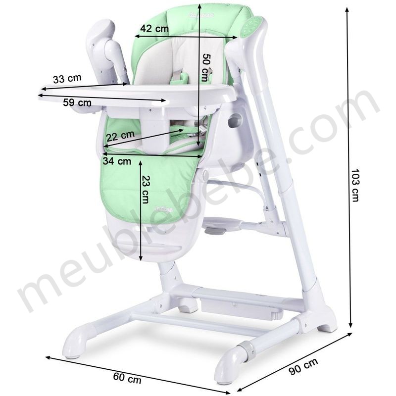 INDIGO Chaise haute balancelle bébé musicale 2en1 motorisée Vert - Vert en solde - -3