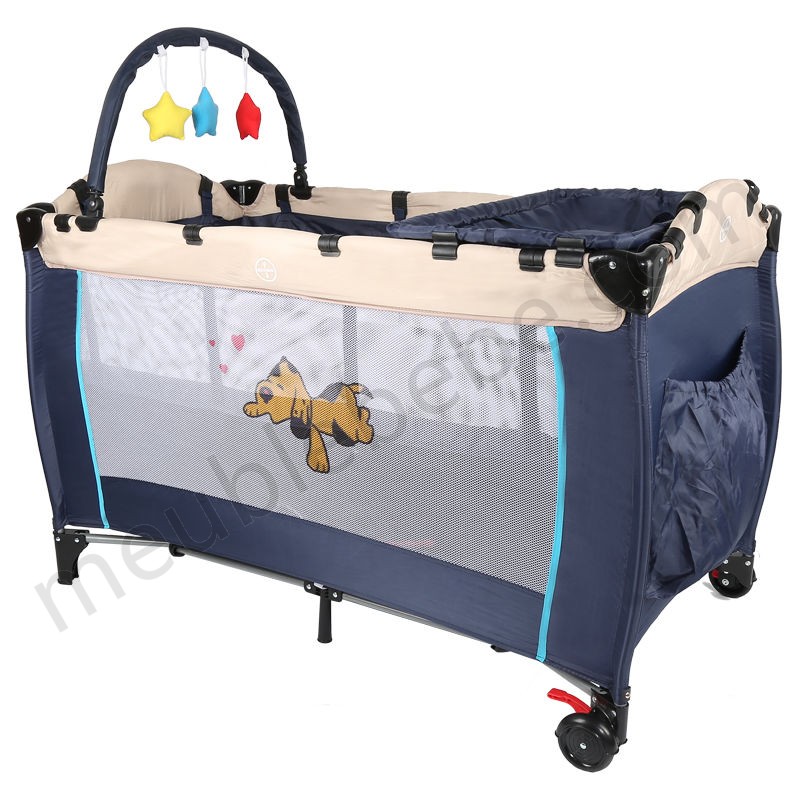 DazHom® Lit de bébé et lit de jeu à motif carlin bleu ventes - -2