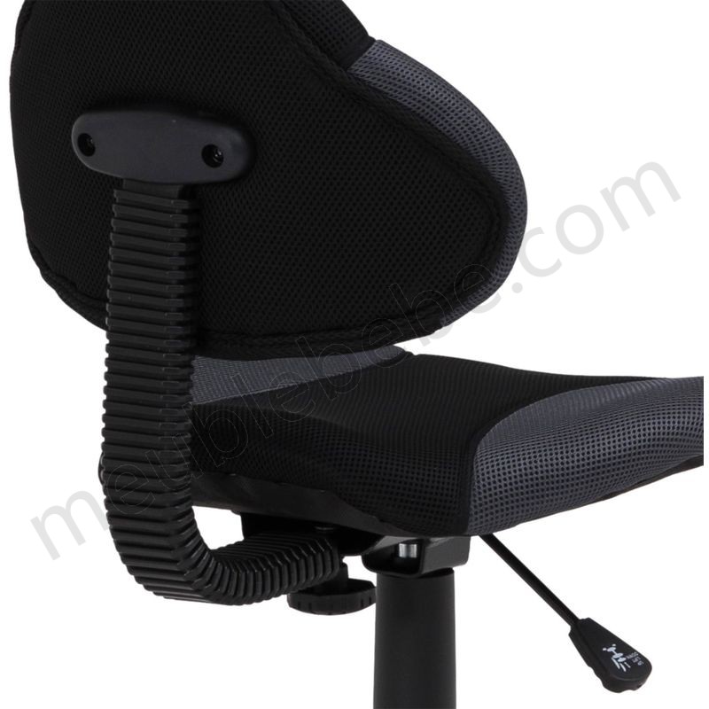 Chaise de bureau pour enfant ALONDRA fauteuil pivotant avec hauteur réglable, revêtement en mesh noir/gris en solde - -3
