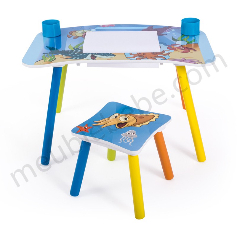 Ensemble table et chaise enfant pour loisirs créatifs motif poissons en solde - -0