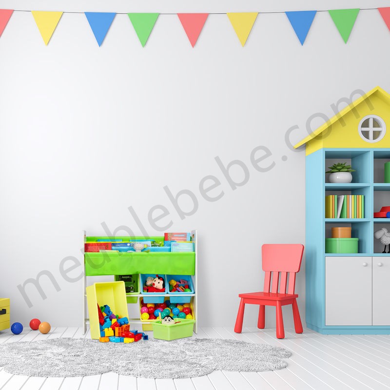 Etagère enfants, 6 boîtes, 4 cases en tissu, motif mignon mer, meuble jouets, HxlxP 78x86x26,5 cm,coloré ventes - -1