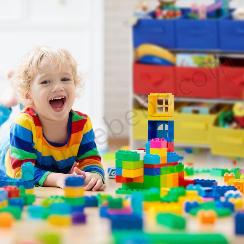 Étagère enfants tiroirs, 9 Boîtes de rangement jouets colorées, MDF, HLP : 62 x 63 x 28cm, blanc/multicolore ventes - -2