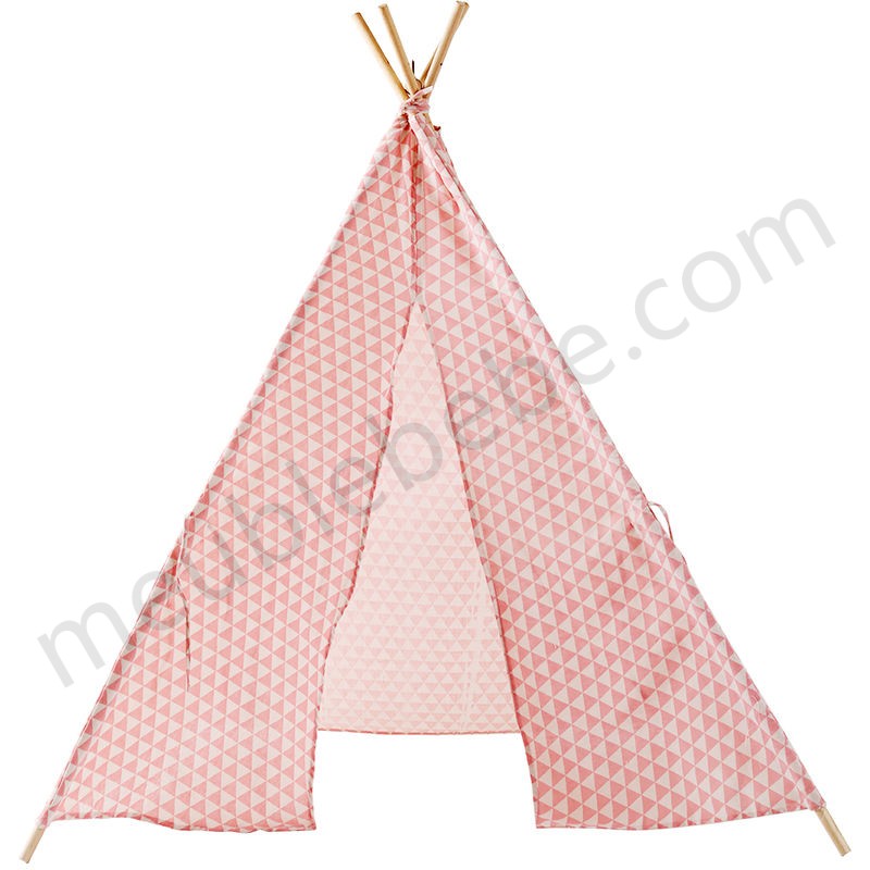 DazHom®Tente pour enfants motif triangle rose et blanc 120 * 120 * 160cm en solde - -3