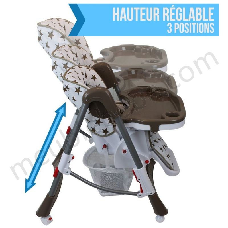 Chaise haute bébé pliable réglable hauteur, dossier et tablette - Ptit - Monsieur Bébé en solde - -4