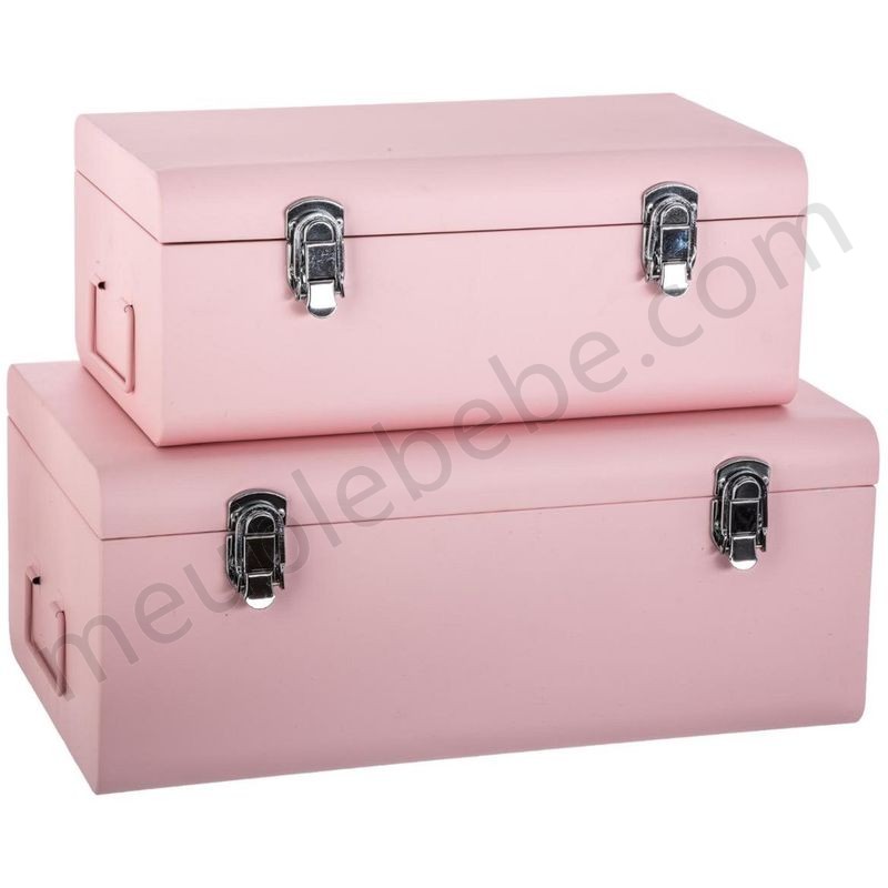 Lot de 2 cantines métal rose forme valise - Beige en solde - -0