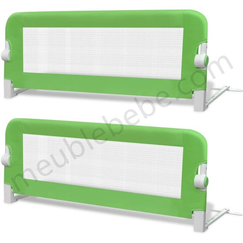 Hommoo Barrière de lit de sécurité pour tout-petits 2pcs Vert 102x42cm HDV18972 en solde - -1