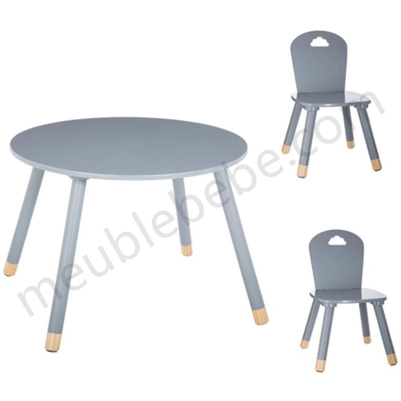 Set Table douceur gris + 2 chaises douceur gris en solde - -0