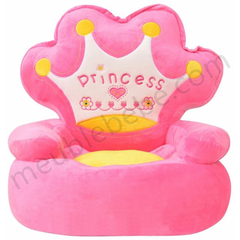 Chaise en peluche pour enfants Princesse Rose ventes - -2