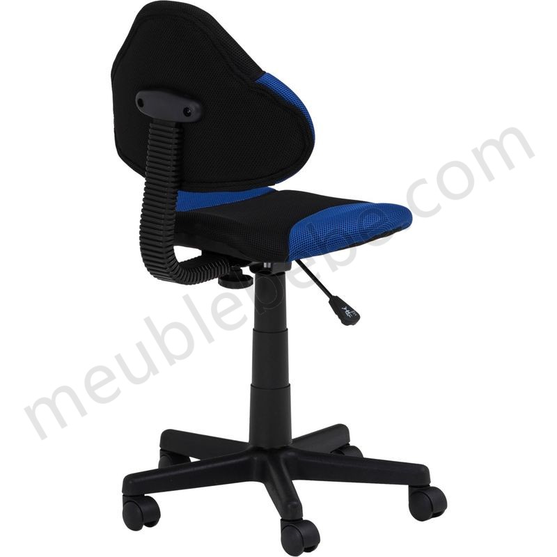 Chaise de bureau pour enfant ALONDRA fauteuil pivotant avec hauteur réglable, revêtement en mesh noir/bleu en solde - -2