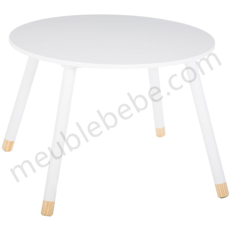 Table douceur blanc pour enfant en bois Ø60cm - Blanc en solde - -0