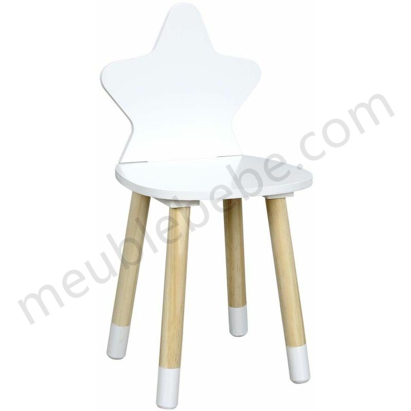 Chaise enfant en bois étoile Blanc - Blanc ventes - -0