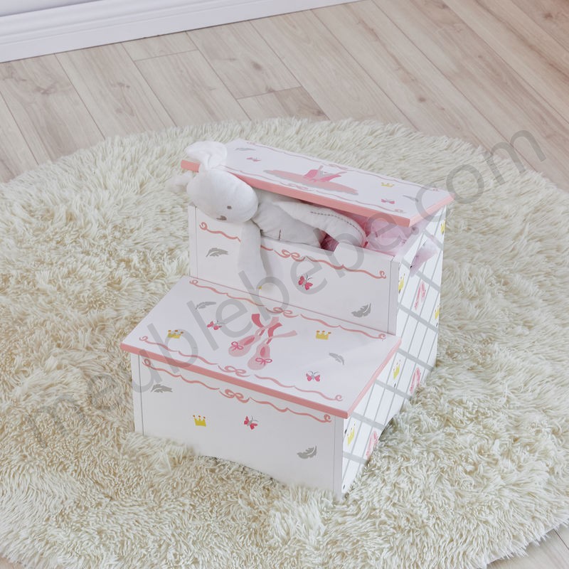Marchepied enfant siège banc pour décor chambre enfant bébé fille rose blanc Swan Lake TD-12719A ventes - -0