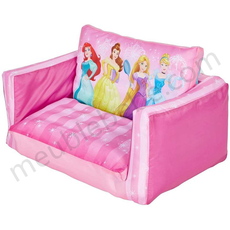 Canapé enfant convertible gonflable motif Disney Princesses - Dim : H26 x L68 x P105 cm -PEGANE- en solde - -0