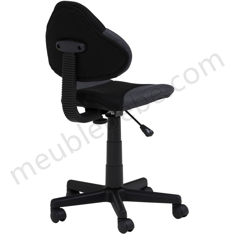 Chaise de bureau pour enfant ALONDRA fauteuil pivotant avec hauteur réglable, revêtement en mesh noir/gris en solde - -2