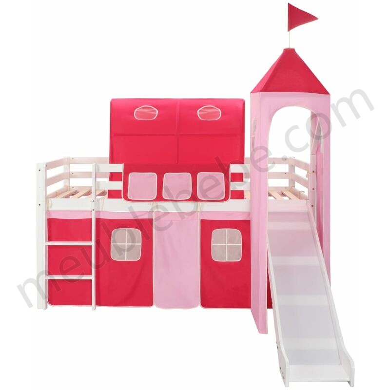 True Deal Lit mezzanine d'enfants avec toboggan et échelle Pin 208x230 cm ventes - -1