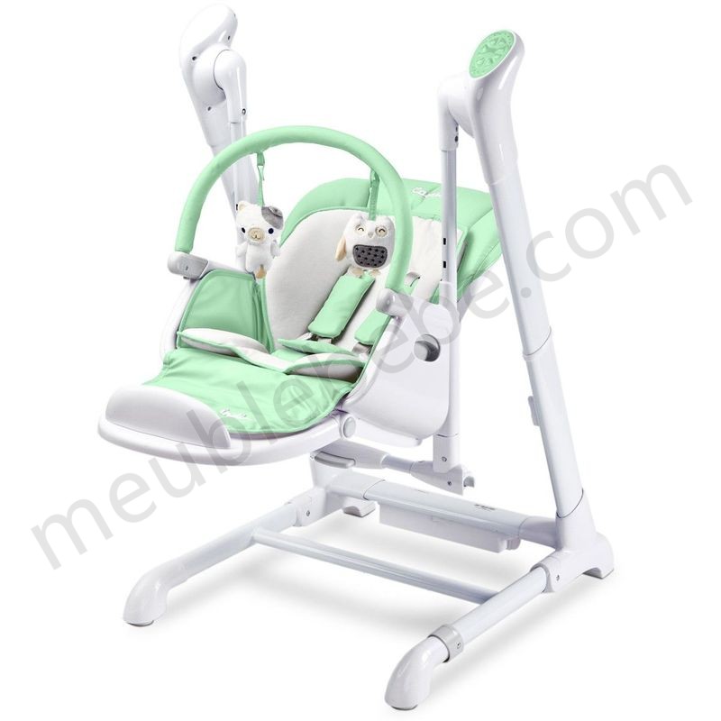 INDIGO Chaise haute balancelle bébé musicale 2en1 motorisée Vert - Vert en solde - -1