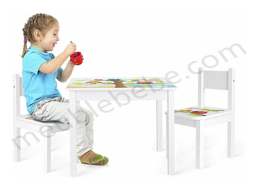Table 'Yeti' et 2 chaises enfant Hiboux en solde - -1