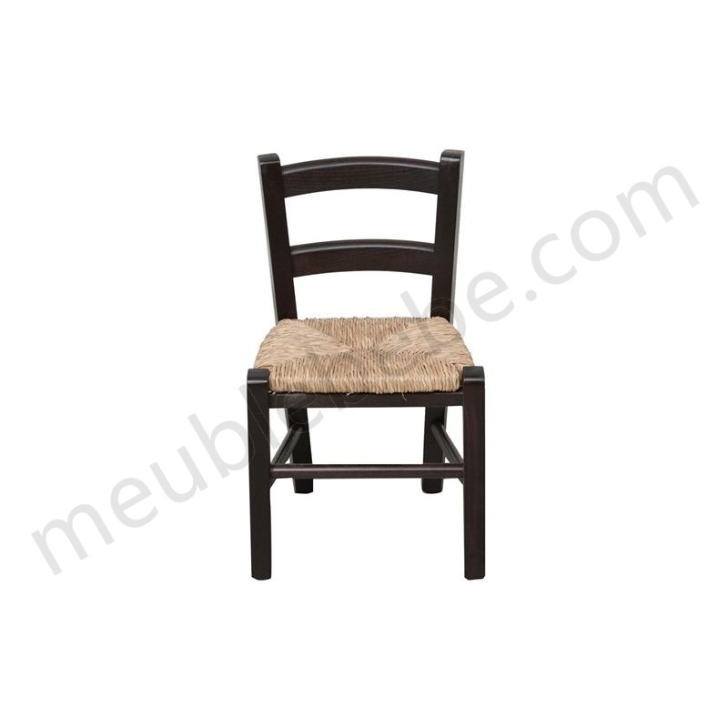 Chaise en hêtre massif finition laquée noire avec assise paille L30xPR29xH50 cm en solde - -2