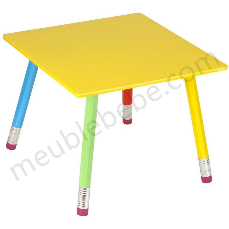 Table Crayons en Bois pour enfant 55x55x43cm - Multicolore en solde - -0