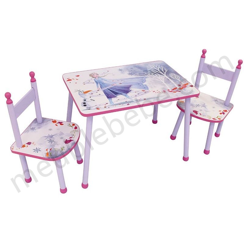 Ensemble table 2 chaises La Reine des Neiges 2 Disney Elsa et Olaf violet en solde - -0