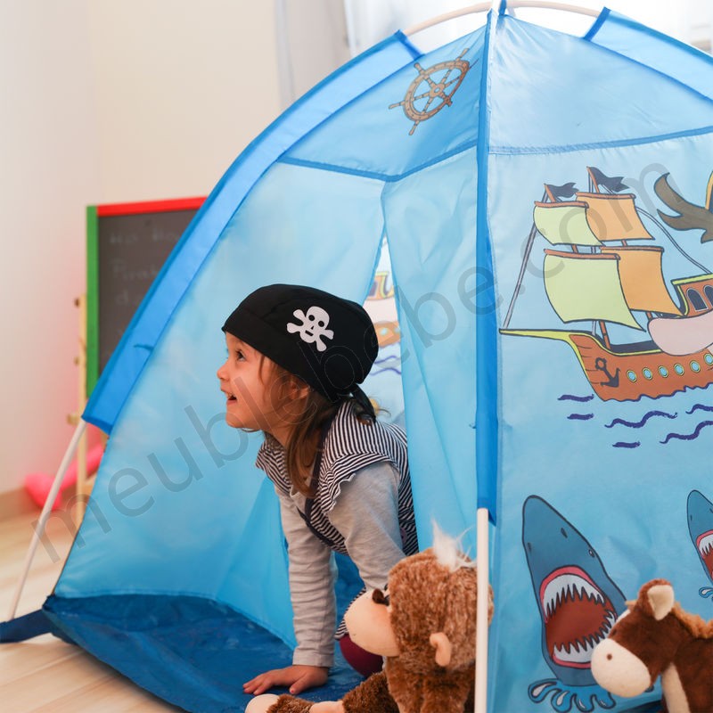 Tente enfant intérieur garçon fille tente de jeu Pirate extérieur pop-up 3 ans HxlxP:90 x 118 x 115 cm, bleu en solde - -1