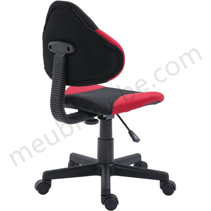 Chaise de bureau pour enfant ALONDRA fauteuil pivotant avec hauteur réglable, revêtement en mesh noir/rouge en solde - -2
