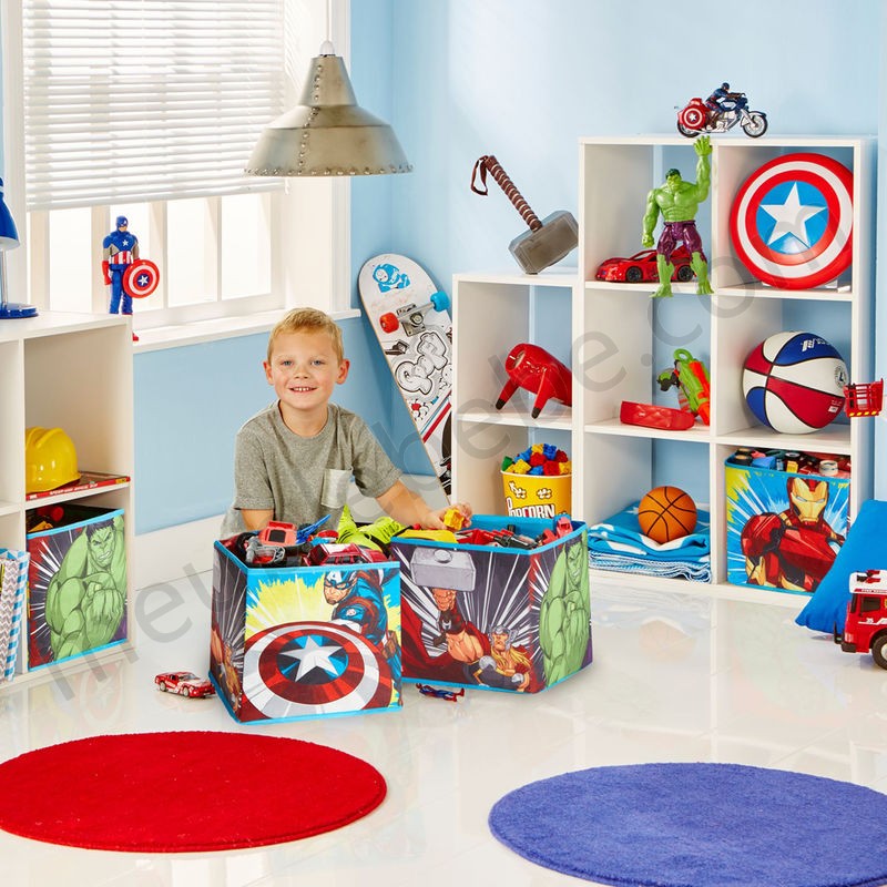 Lot de 4 cubes de rangement pour jouets enfants motif Les Avengers -PEGANE- en solde - -2