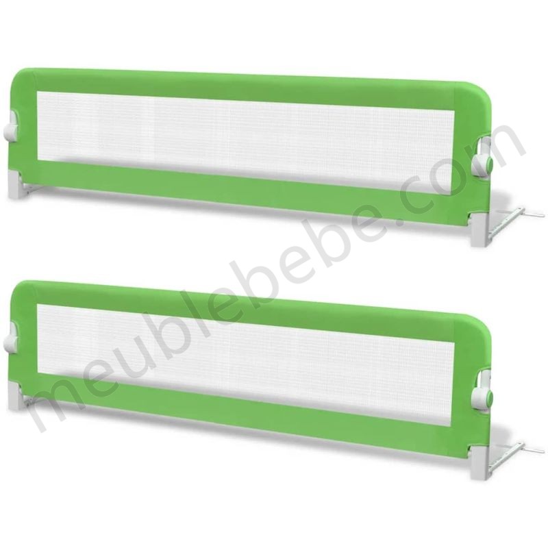 Topdeal VDTD18973_FR Barrière de lit de sécurité pour tout-petits 2pcs Vert 150x42cm en solde - -1