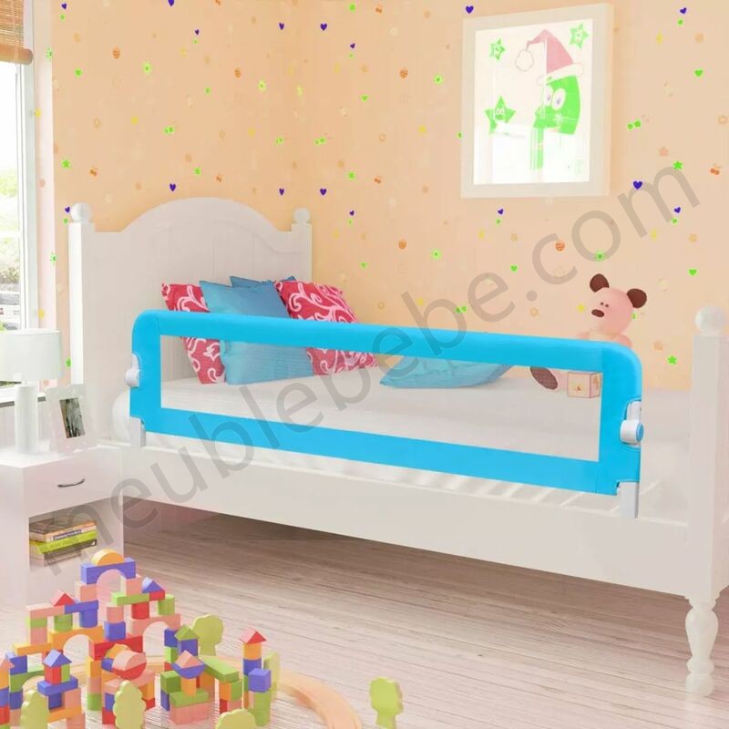 Topdeal VDLP00028_FR Barrière de lit pour enfants 150 x 42 cm Bleu en solde - -1