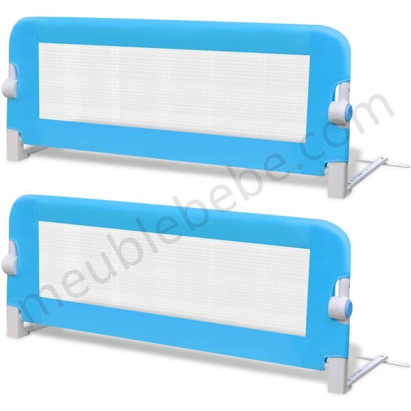 Hommoo Barrière de lit de sécurité pour tout-petits 2pcs Bleu 102x42cm HDV18976 en solde - -1
