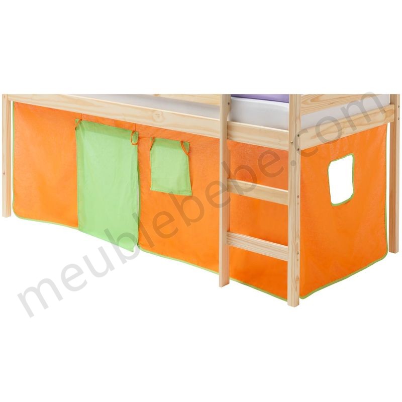 Rideaux pour lit superposé lit surélevé coton orange et vert ventes - -1