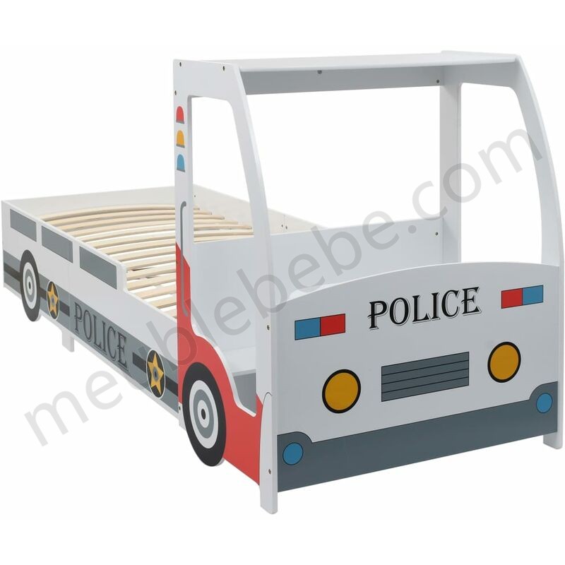 Hommoo Lit voiture de police et matelas en mousse pour enfant 90x200cm HDV21097 ventes - -4