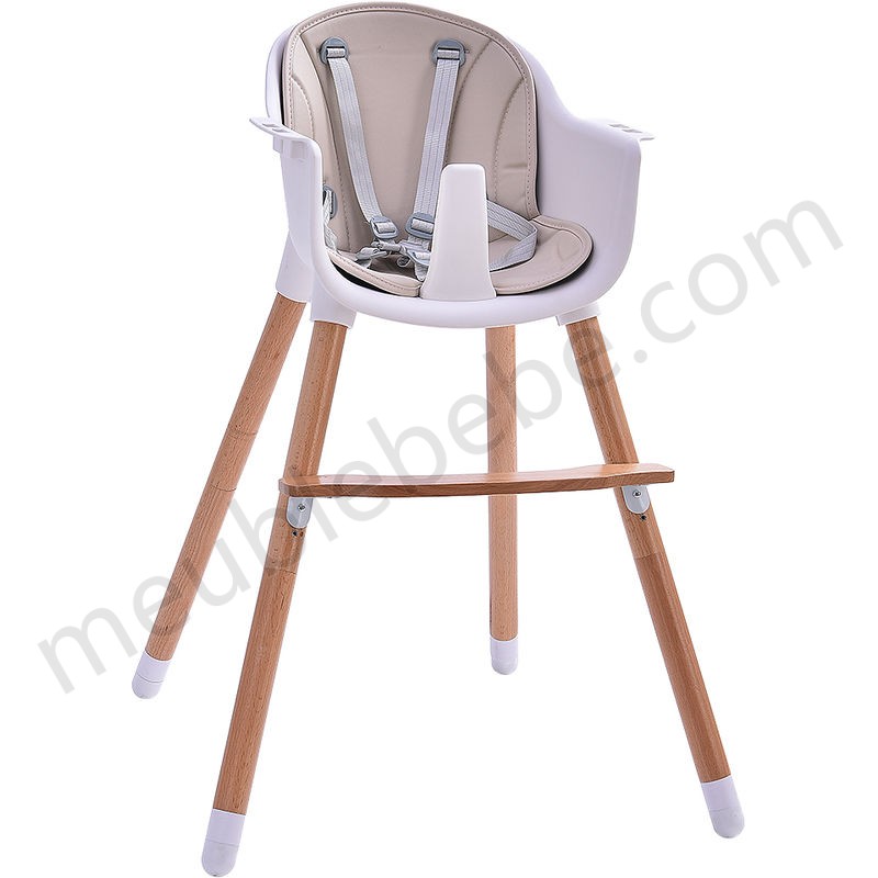 DazHom® Chaise bébé 2 en 1 convertible en hêtre beige en solde - -0