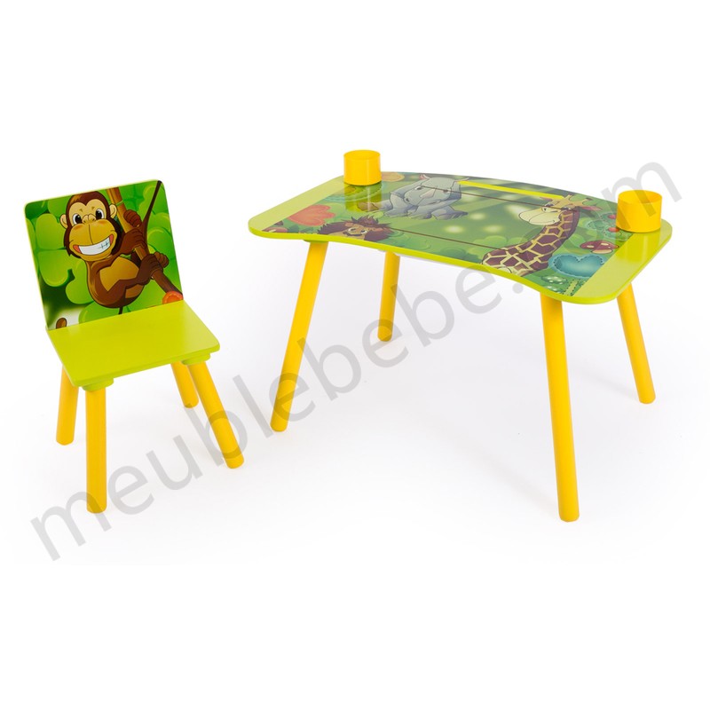 Ensemble table et chaise enfant pour loisirs créatifs motif de jungle en solde - -0