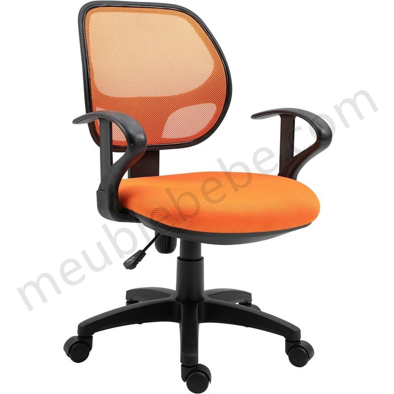 Chaise de bureau pour enfant COOL fauteuil pivotant ergonomique avec accoudoirs, siège à roulettes et hauteur réglable, mesh orange en solde - -0