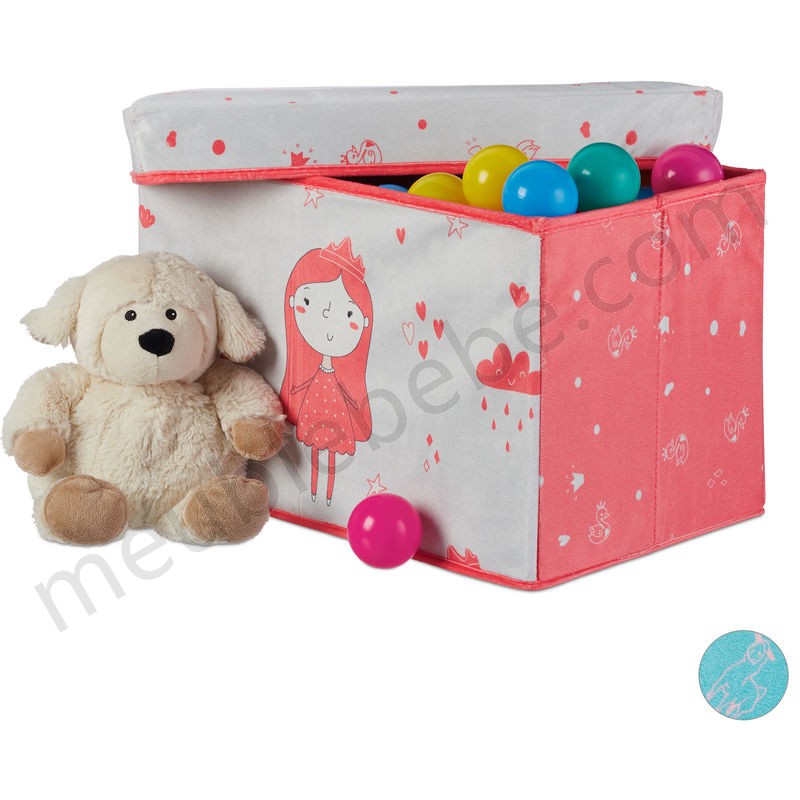 Boîte de rangement pour jouets, couvercle, Coffre à jouets, pliable, garçons & filles, 33L, princesse, rose ventes - -0