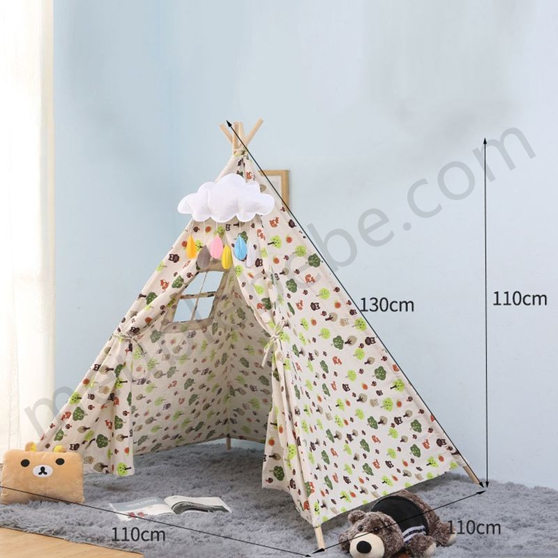 Tente Tipi Pour Enfants Tente De Jeu Indian Maison Jardin 100x100x135cm A Sasicare en solde - -2