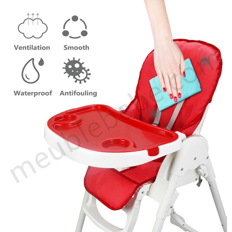 Chaise Pliante pour Bébé, Chaise Haute pour Bébé, Rouge, Taille déployée: 105 x 89 x 56 cm en solde - -2