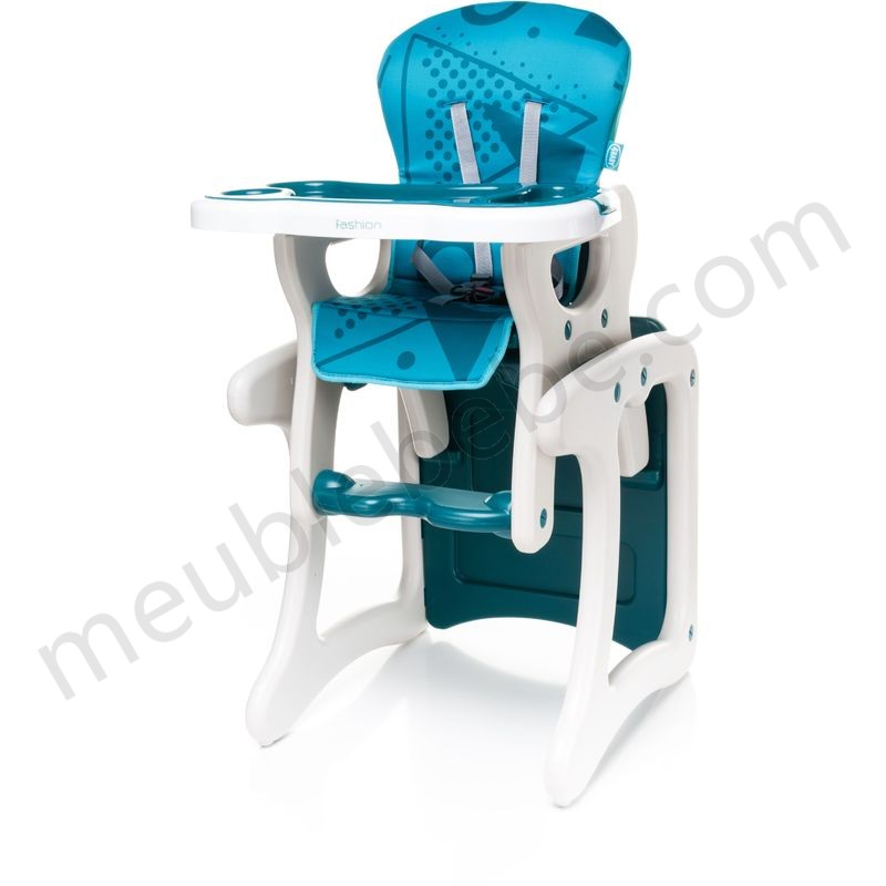 Confortable chaise haute / table enfant FASHI 2en1 | max 15kg | turquoise - turquoise en solde - -1